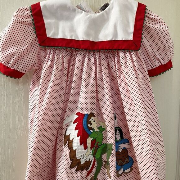 Vintage Classic Film Characters Disney Peter Pan Appliqué Dress Girls Size 3T - Picture 3 of 12